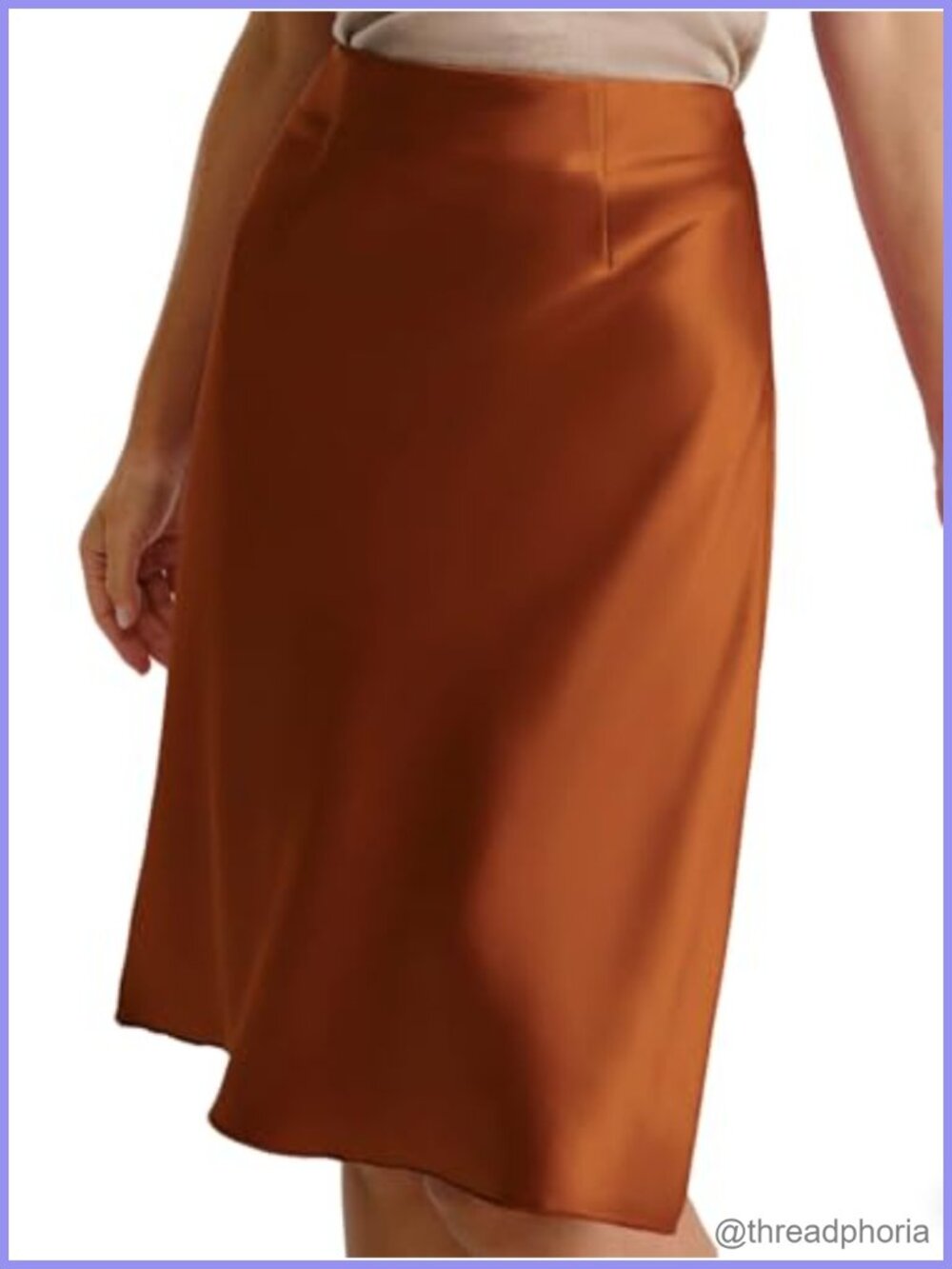 Acetate A-Line Midi Skirt High Waist Knee-Length Office Party